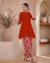 Elegant Red Rayon Printed Kurta Set – 24 KG Rayon Fabric