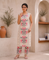 Floral Motif Pure Cotton Kurta Pant Set