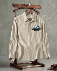 Beige Mountain Patch Casual Shirt
