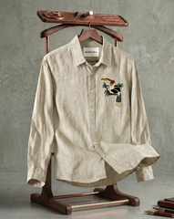 Beige Single Bird Patch Casual Shirt