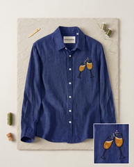 Blue Cheers Patch Slub Linen Shirt