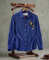 Blue Single Bird Patch Casual Shirt