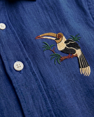Blue Single Bird Patch Casual Shirt