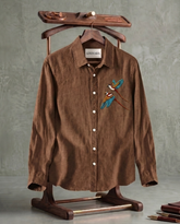 Coffee Birds Patch Casual Shirt