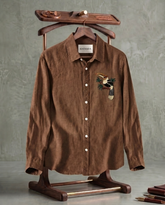 Coffee Single Bird Patch Casual Shirt