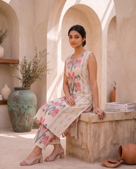 Floral Motif Pure Cotton Kurta Pant Set