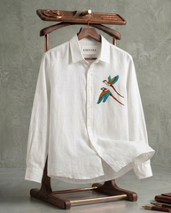 White Birds Patch Casual Shirt