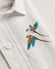 White Birds Patch Casual Shirt