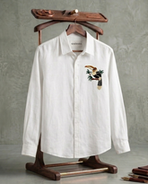 White Single Bird Patch Casual Shirt