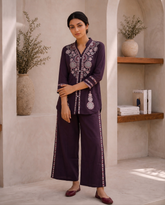 Suvislab Midnight Bloom Embroidered Co-ord Set