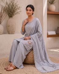 Lavender Luxe Gajji Silk Embroidered Suit Set