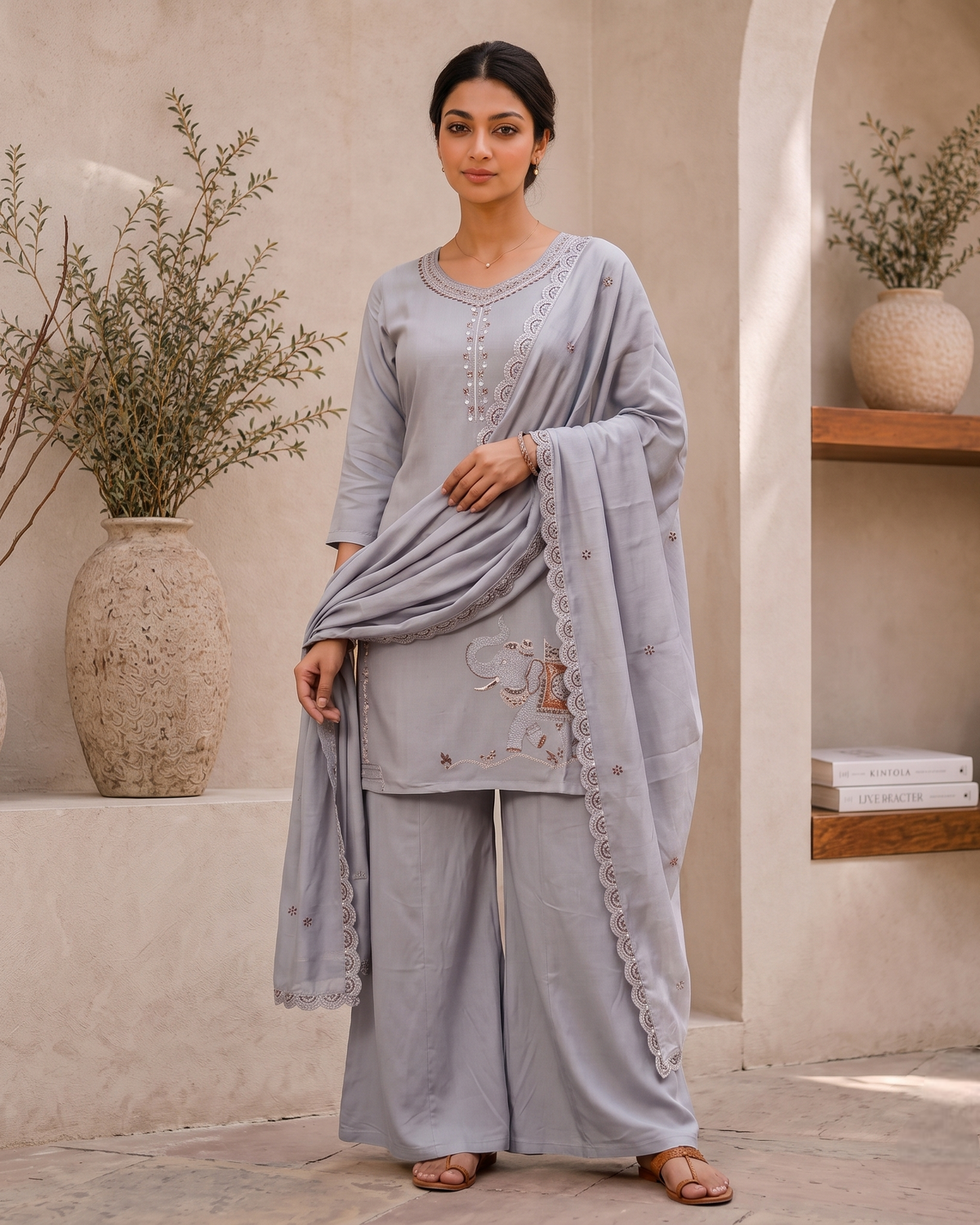 Lavender Luxe Gajji Silk Embroidered Suit Set