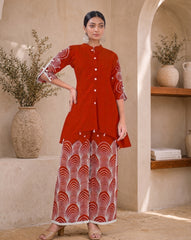 Elegant Red Rayon Printed Kurta Set – 24 KG Rayon Fabric