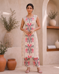 Floral Motif Pure Cotton Kurta Pant Set