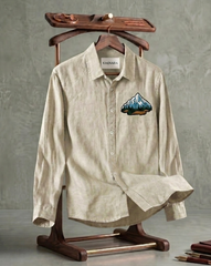 Beige Mountain Patch Casual Shirt