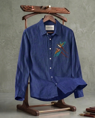 Blue Birds Patch Casual Shirt