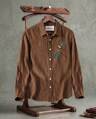 Coffee Birds Patch Casual Shirt
