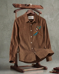 Coffee Birds Patch Casual Shirt