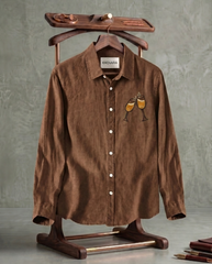 Coffee Cheers Patch Slub Linen Shirt