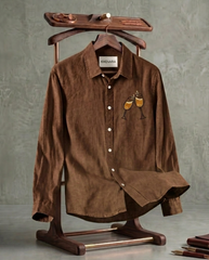 Coffee Cheers Patch Slub Linen Shirt