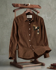 Coffee Single Bird Patch Casual Shirt