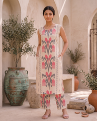 Floral Motif Pure Cotton Kurta Pant Set
