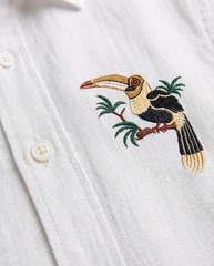 White Single Bird Patch Casual Shirt
