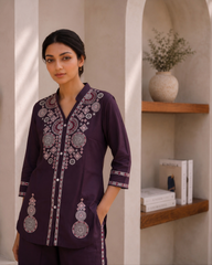 Suvislab Midnight Bloom Embroidered Co-ord Set