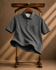 Slate Charcoal Striped Polo T-Shirt