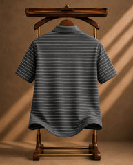 Slate Charcoal Striped Polo T-Shirt