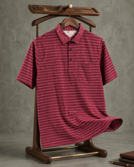 Classic Maroon Striped Polo T-Shirt