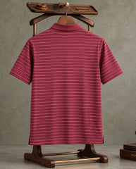 Classic Maroon Striped Polo T-Shirt